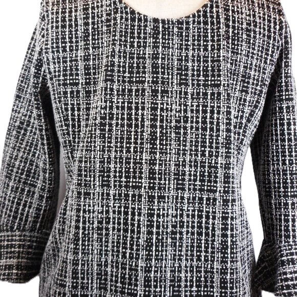 Talbots | Women's size Lp | Black White Plaid | Bell Sleeve | Career Separates - Picture 3 of 5